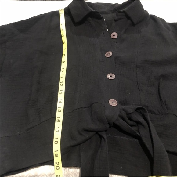 Womens Free People Black Sunstreaks Tie Front Blouse Button Front Womens Small - Picture 9 of 9